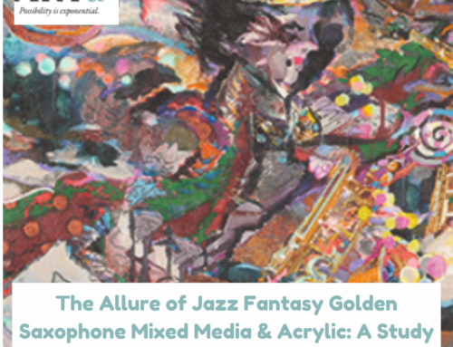 The Allure of Jazz Fantasy Golden Saxophone Mixed Media & Acrylic: A Study in Color and Texture